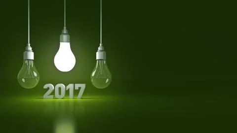 2017 New Year sign inside light bulbs Stock Illustration