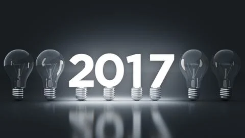 2017 New Year sign inside light bulbs Stock Illustration
