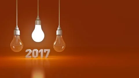2017 New Year sign inside light bulbs Stock Illustration