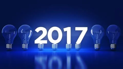 2017 New Year sign inside light bulbs Stock Illustration