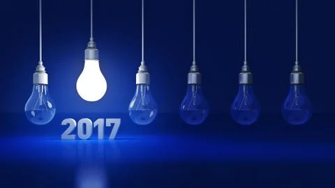 2017 New Year sign inside light bulbs Stock Illustration