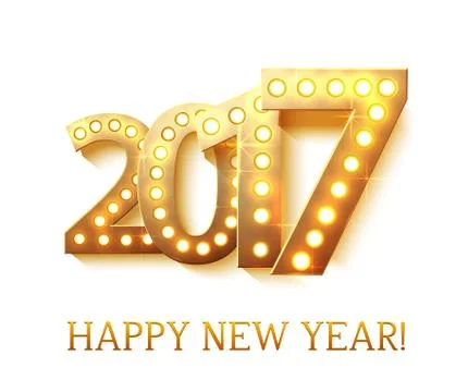 The 2017 new year symbol with light bulbs Stock Illustration