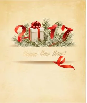 2017 New Years background with gift. Vector. Stock Illustration