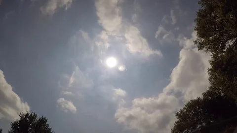 2017 Partial Eclipse-80% NO Filter Partially Cloudy Stock Footage 79081039