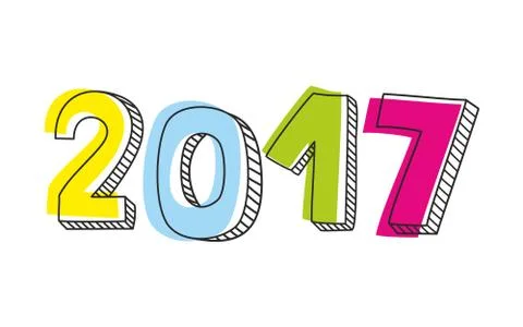 2017 pastel vector sign isolated on white background Stock Illustration