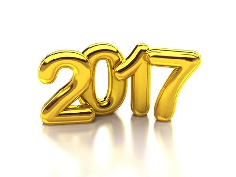 2017 Rounded gold 3d rendering Stockillustratie