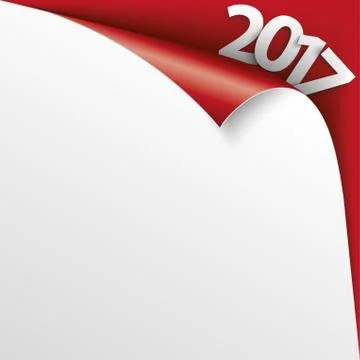 2017 Scrolled Corner Red Paper Cover Stock Illustration