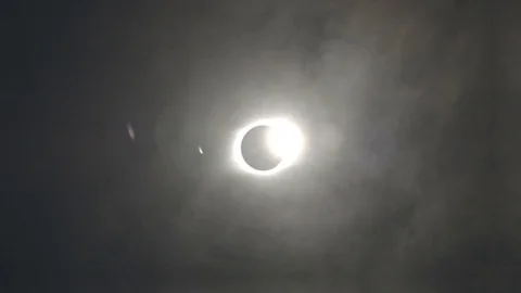 2017 Solar Eclipse Lunar Sunrise Diamond Ring Appearing Stock Footage 79274629