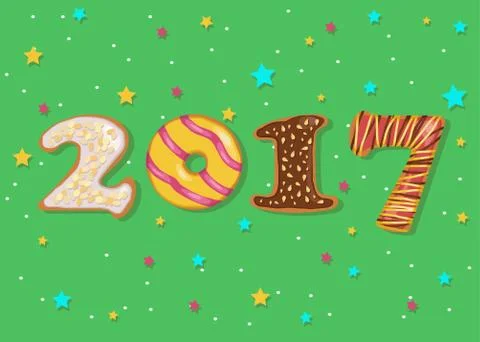 2017. Sweet donuts font Stock Illustration