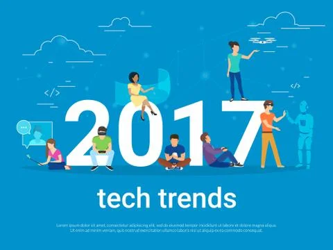 2017 tech trends concept illustration Illustrazione stock