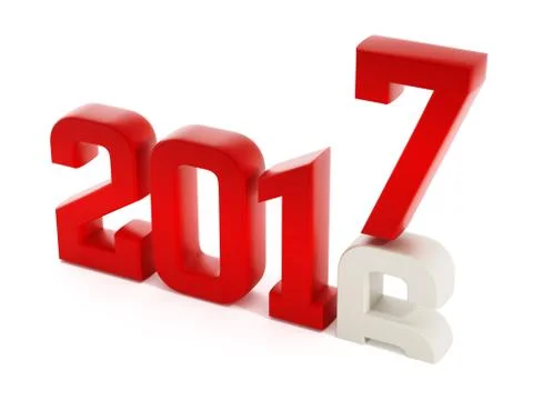2017 text replaces 2016. 3D illustration Stock Illustration