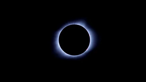 2017 Total solar eclipse with sun emerging in diamond-ring fashion Video stock 79765087