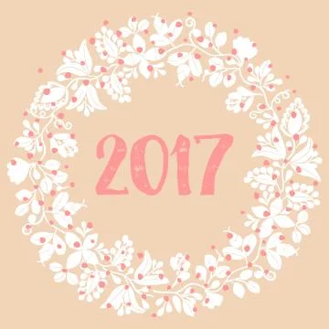 2017 vector wreath on pastel background Stock Illustration
