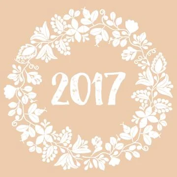 2017 white vector wreath on pastel background Stock Illustration