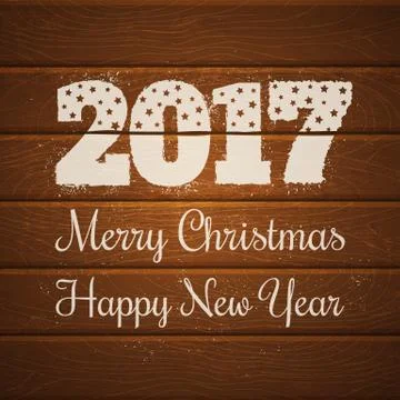 2017 on wooden background. Illustration