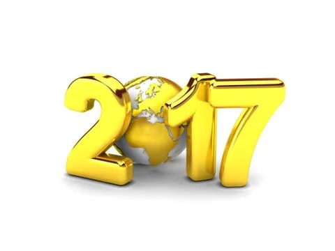 2017 world globe 3d rendering Stockillustratie