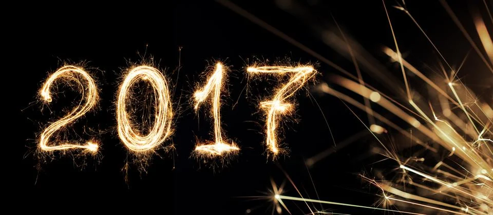 2017 written with Sparkle firework, 2017 Happy New Year background concept. Stock Photos