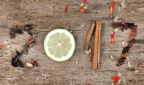 2017 written by spices Stock Photos