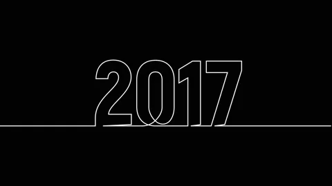 2017 year continuous single one line art drawing animation numbers video Stock Footage 313394188