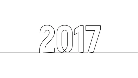 2017 year continuous single one line art drawing animation numbers video 스톡 동영상 313394189