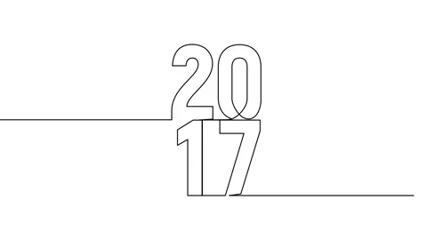 2017 year continuous single one line art animation vertically numbers video Stock-Footage 314561369