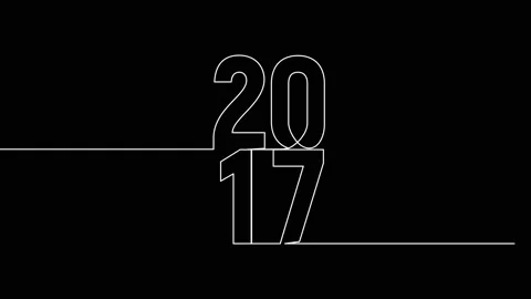 2017 year continuous single one line art animation vertically numbers video Stock Footage 314561374