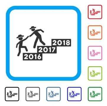 2017 Year Guys Help Framed Icon Stock Illustration
