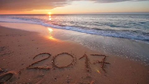 2017 year on the sea shore Video stock 71140802