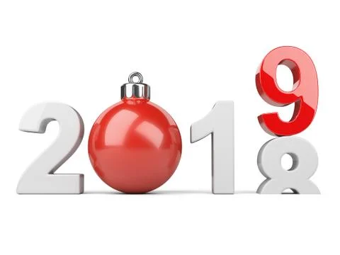 2018 2019 change concept - front view. Represents the new year white and red Stock Illustration