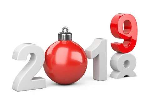 2018 2019 change concept. Represents the new year white and red symbol with ? Stock Illustration