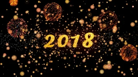 2018 Abstract particles and glitter fireworks greeting card text Stock Footage 92356429