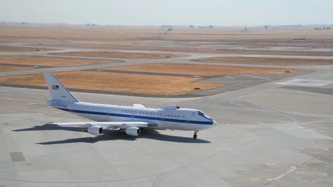 2018 - a Boeing E-4 Advanced Airborne Command Post taxiing on the runway at Stock Footage 100598735