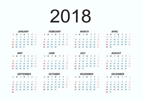 2018 Calendar Stock Illustration