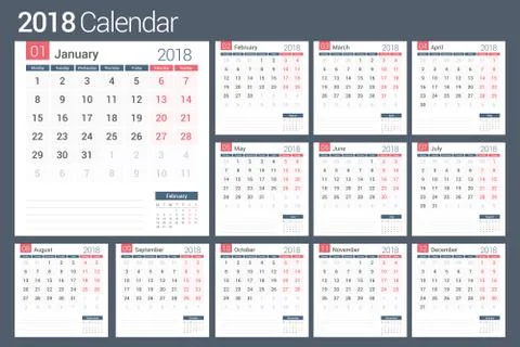 2018 Calendar Stock Illustration