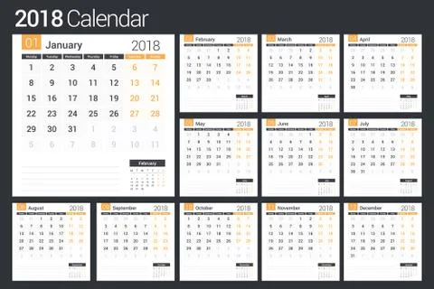 2018 Calendar Illustrazione stock