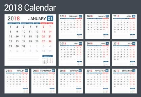 2018 Calendar 스톡 일러스트