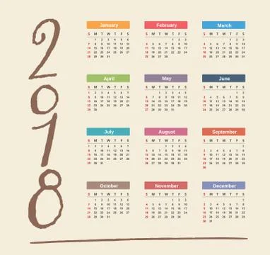 2018 Calendar Illustrazione stock