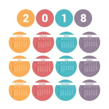 2018 Calendar 스톡 일러스트