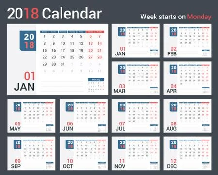 2018 Calendar Illustrazione stock