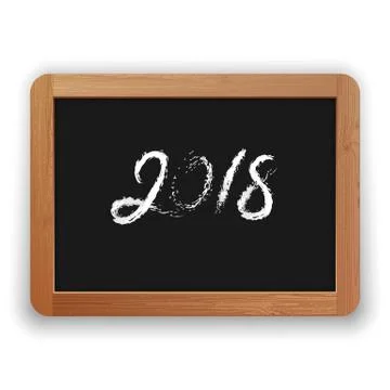 2018 Chalk Calligraphy on the Blackboard Stock Illustration