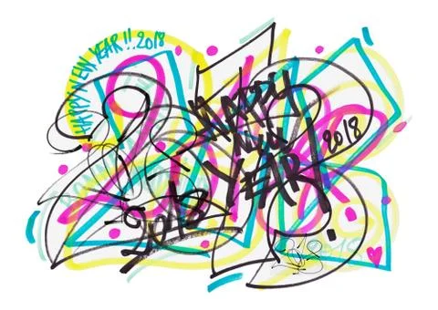 2018 Colorful Doodle Graffity Stock Illustration