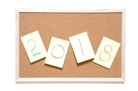 2018 on cork board Stock Photos