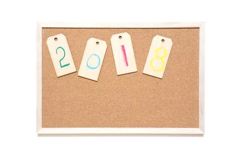 2018 on cork board Stock Photos