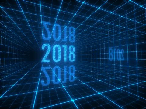 2018 digits in abstract space tunnel Stock Illustration