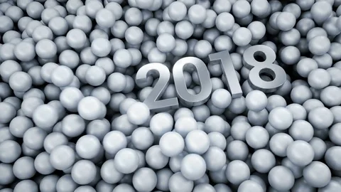 2018 digits are falling into balls Stock Footage 82235302