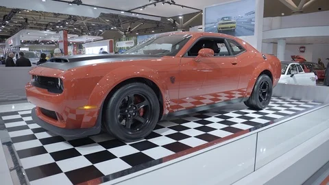 2018 Dodge Challenger SRT Demon. 2018 CANADIAN  INTERNATIONAL AUTOSHOW. Stock Footage 86454258