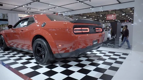 2018 Dodge Challenger SRT Demon. 2018 CANADIAN  INTERNATIONAL AUTOSHOW. Stock Footage 86454439