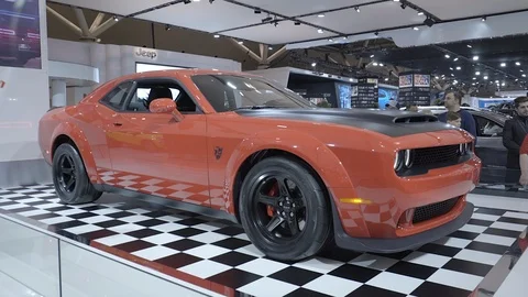 2018 Dodge Challenger SRT Demon. 2018 CANADIAN  INTERNATIONAL AUTOSHOW. Stock Footage 86454616