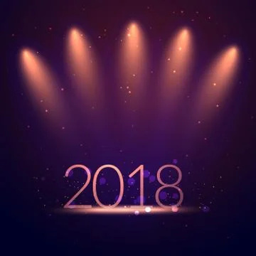 2018 greeting card background with studio party lights Stock Illustration