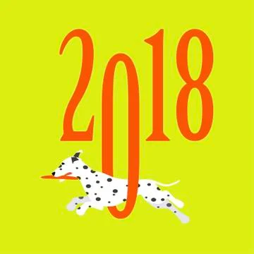 2018 greeting card with dog Stock Illustration